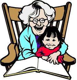 grandmother reading to child