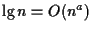 $\lg n = O(n^a)$