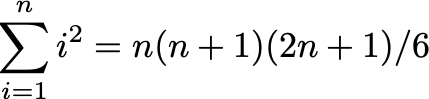 i2 = n(n + 1)(2n + 1)/6