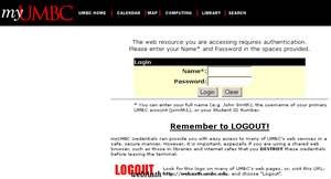 MyUMBC login window